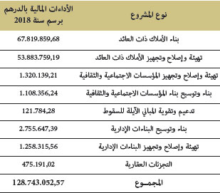 المبالغ المؤداة برسم السنة المالية 2018 حسب نوع المشاريع الممولة من الميزانية الخاصة للأوقاف المبالغ المؤداة برسم السنة المالية 2018 حسب نوع المشاريع الممولة من الميزانية الخاصة للأوقاف