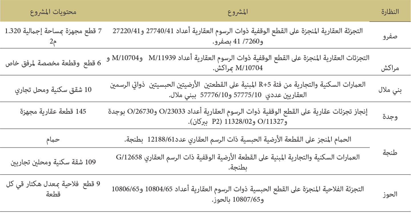 المشاريع الاستثمارية المسلمة خلال سنة 2019 jdwal law f 4