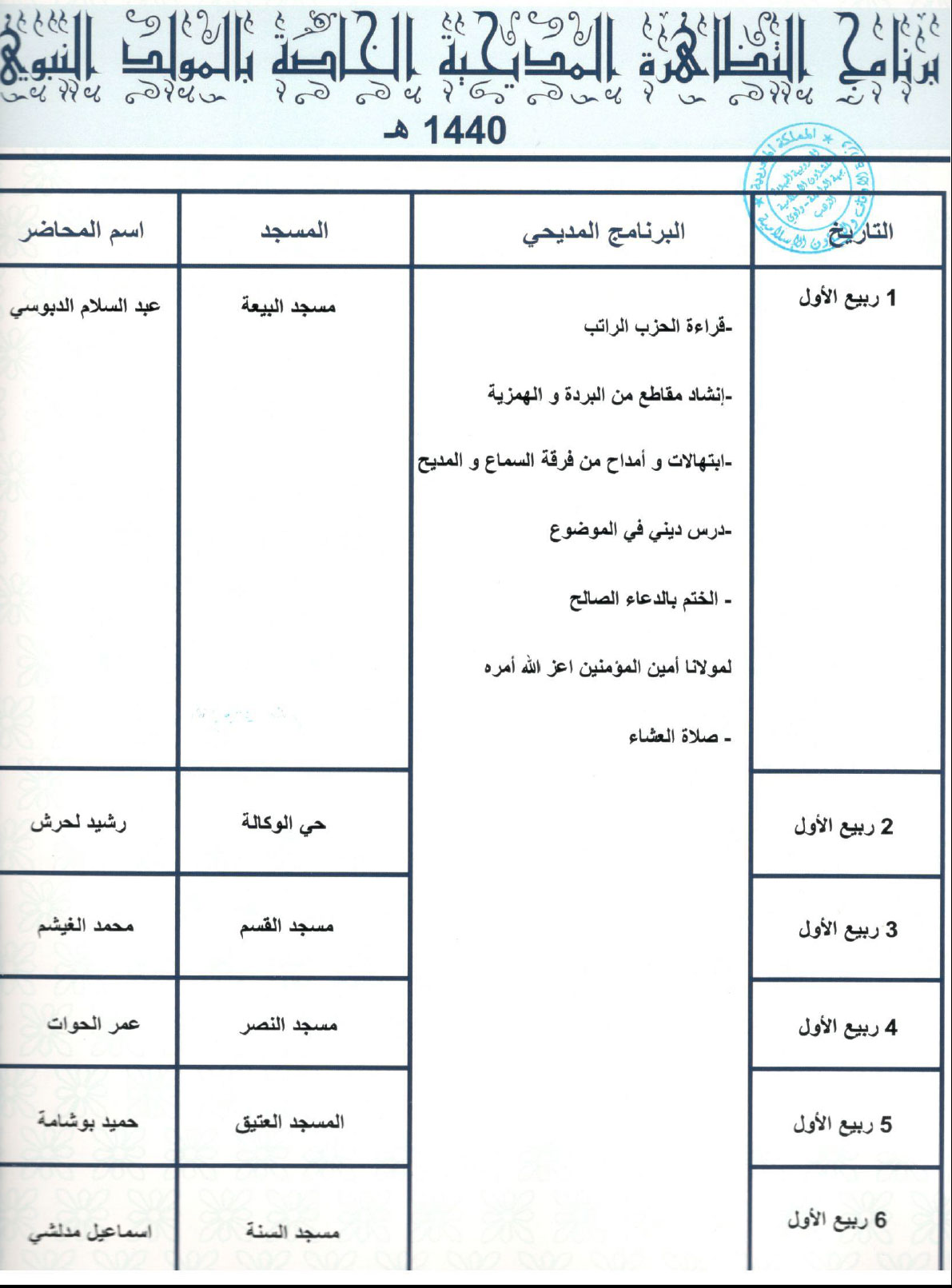 dakhla ceremonie almawlid anabaoui annonce programme site mhai 091118 1