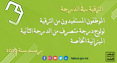 الترقية في الدرجة: ولوج درجة متصرف من الدرجة الثانية ميزانية الأوقاف العامة 