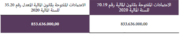 ميزانية التسيير العامة للدولة برسم قانون المالية لسنة 2020 والقانون المعدل له ميزانية التسيير العامة للدولة برسم قانون المالية لسنة 2020 والقانون المعدل له