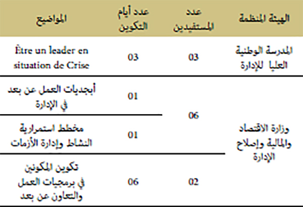 دورات تكوينية استفاد منها بعض الموظفين عن بعد في إطار التعاون بين الوزارة وبعض المؤسسات