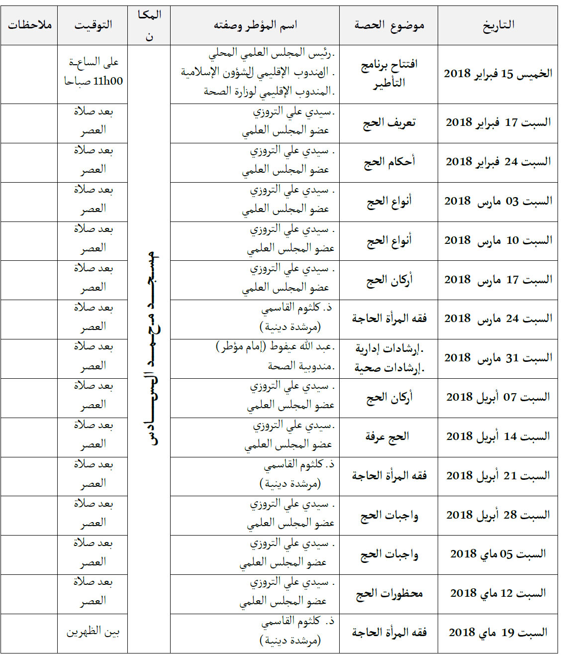 برنامج تأطير الحجاج ببوجدور للعام 2018/1439 boujdour annonce 140218 1