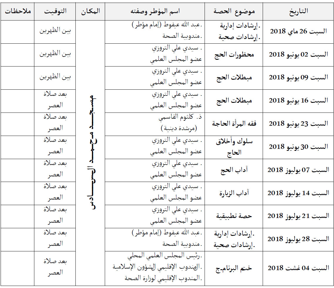 برنامج تأطير الحجاج ببوجدور للعام 2018/1439 boujdour annonce 140218 2