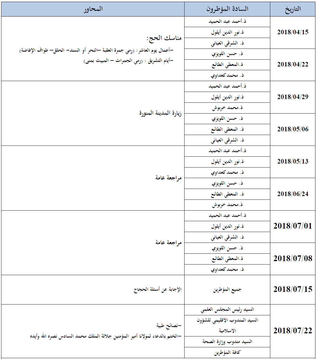 برنامج تأطير الحجاج بمدينة سطات 2 settat pelerinage formation annee 1439 2018