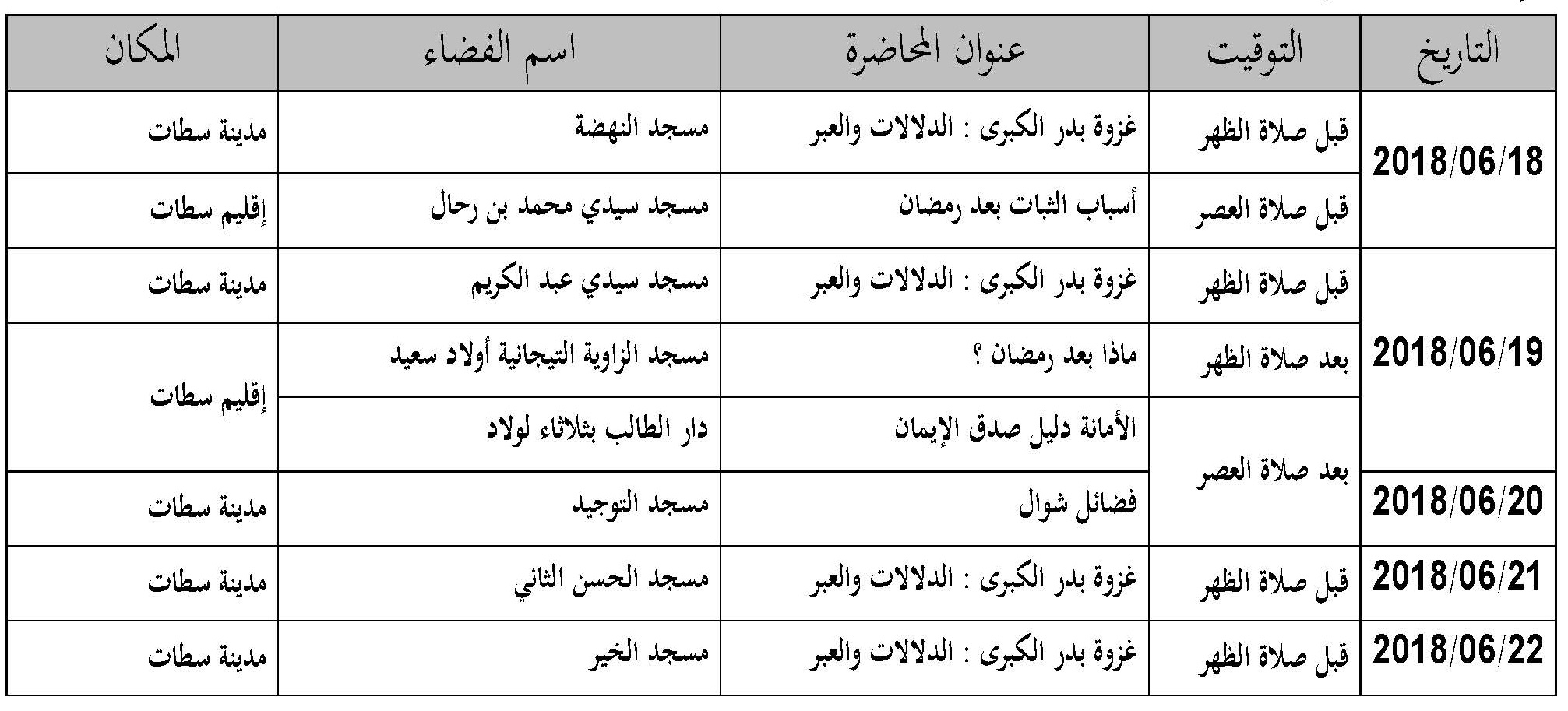 برنامج المحاضرات سطات