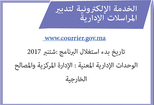 الخدمة الإلكترونية لتدبير المراسلات الإدارية الخدمة الإلكترونية لتدبير المراسلات الإدارية