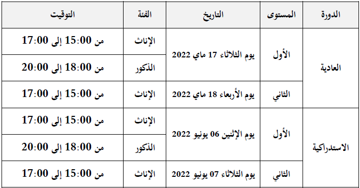 برنامج الدورتين العادية والاستذراكية السمارة