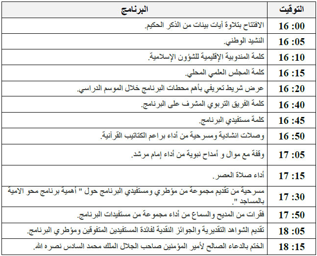 برنامج الحفل تنغير برنامج الحفل تنغير