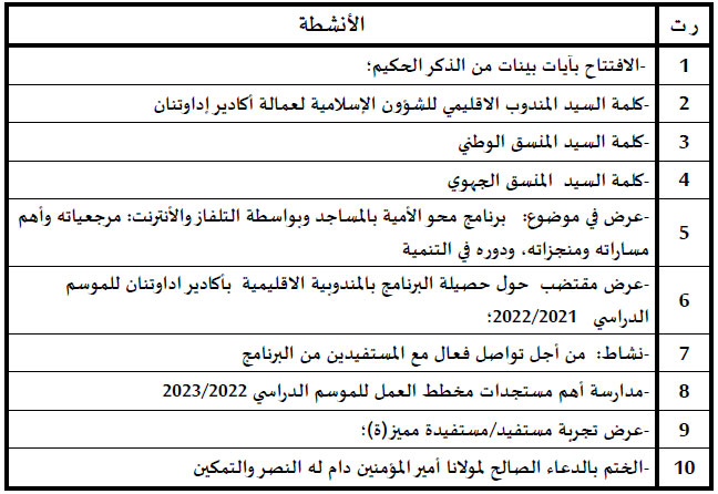 أكادير إداوتنان الاحتفال باليوم الوطني للمساجد