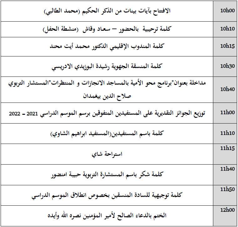 برنامح الاحتفال باليوم الوطني للأمية