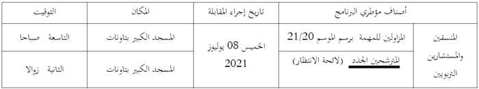 أصناف مؤطري البرامج أصناف مؤطري البرامج