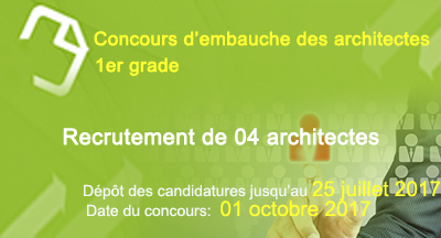 Concours d'embauche de 04 architectes (1er grade)