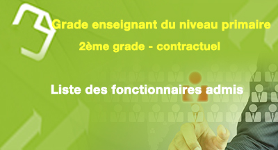 Liste des fonctionnaires admis au grade d'enseignant du niveau primaire 2ème grade contractuel