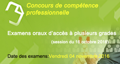 Candidats admis pour passer les examens oraux de la compétence professionnelle  d'accès à plusieurs grades 