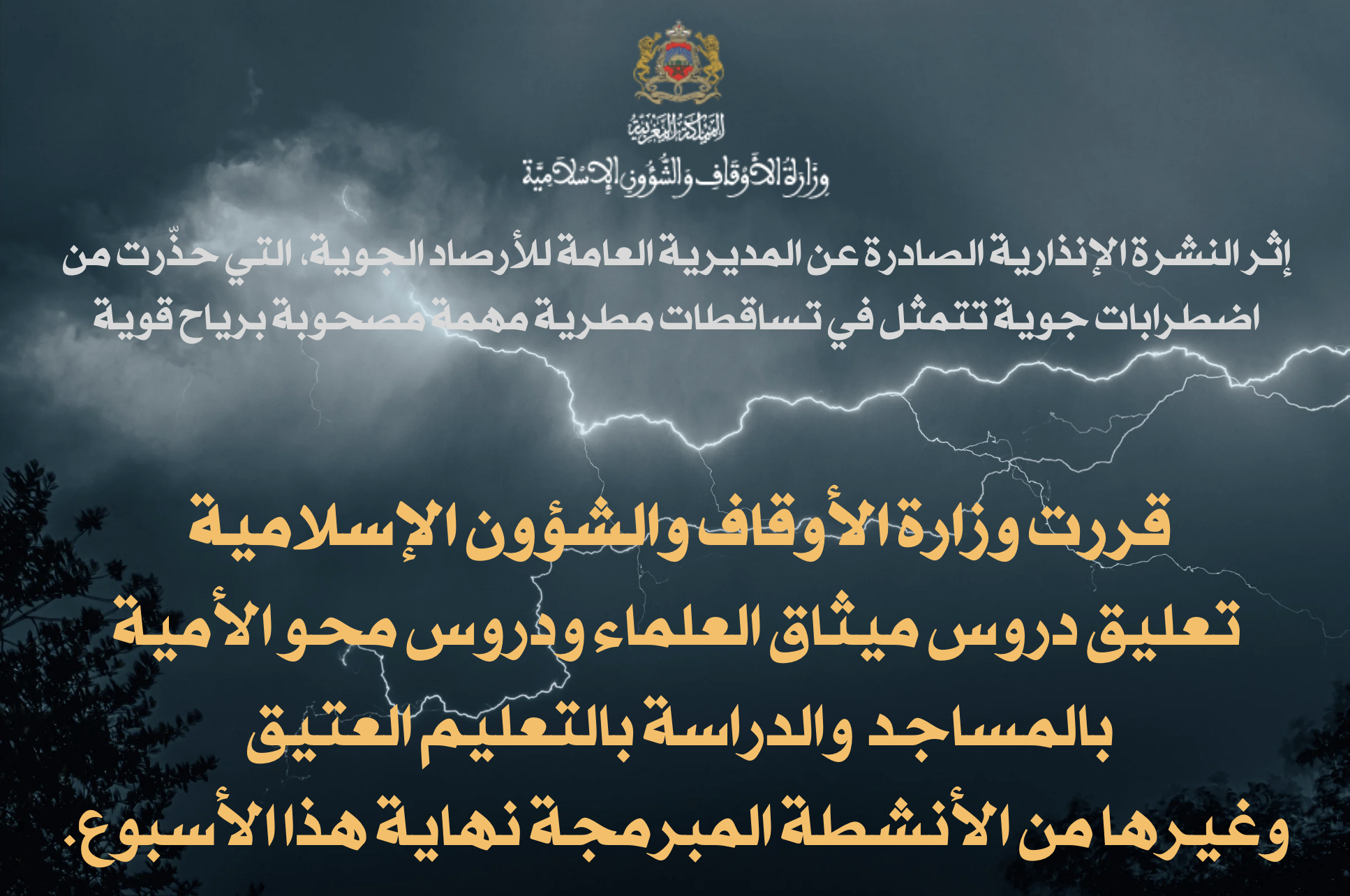 النشرة الانذارية الخاصة بالاضطرابات الجوية
